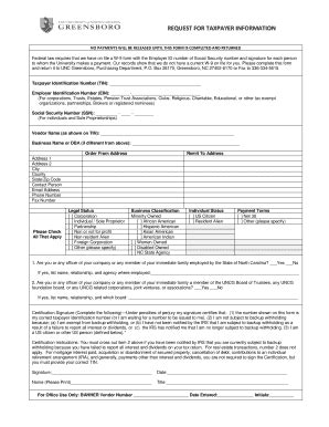 Fillable Online Biology Uncg Request For Taxpayer Information Biology