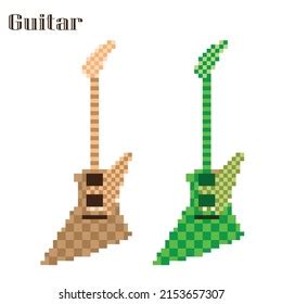 Pixel Art Guitar On White Background Stock Vector Royalty Free