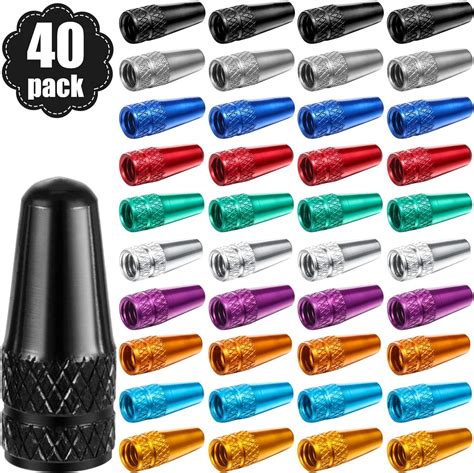 40 Pieces Bicycle Presta Valve Cap Multi Color Anodized Aluminum Presta