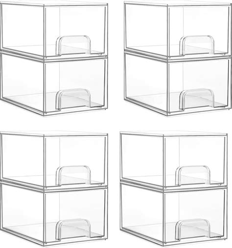 Vtopmart 8 Pack Clear Stackable Storage Drawers 4 4 Tall Acrylic