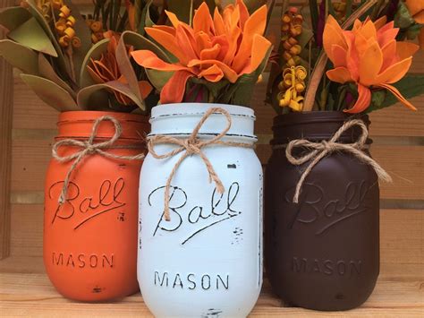 Pick Mason Jar Trio Autumn Home Decor Fall Decor Etsy