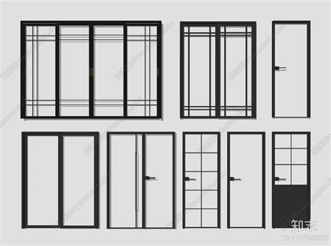 现代玻璃推拉门su模型下载【id1117148019】知末su模型网