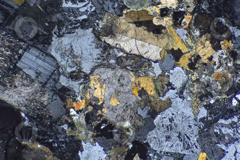 Gabbro Thin Section In Cross Polarized Light X Gabbro Plutonic