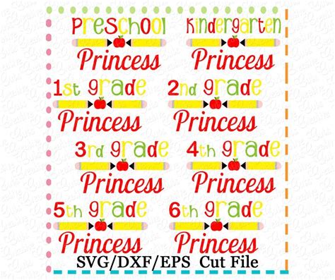 Grade Princess Set Cutting File SVG DXF EPS Creative Appliques