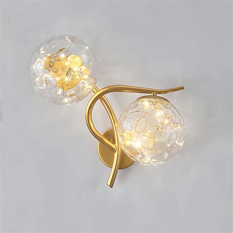 Ball Shape Glass Wall Light Modern Style 2 Lights Wall Mount Light