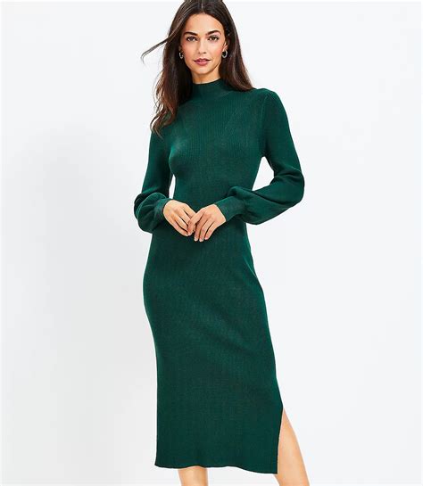 Ribbed Turtleneck Midi Sweater Dress