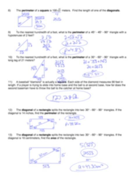 SOLUTION 8 2 Special Right Triangles Word Problems Key Studypool