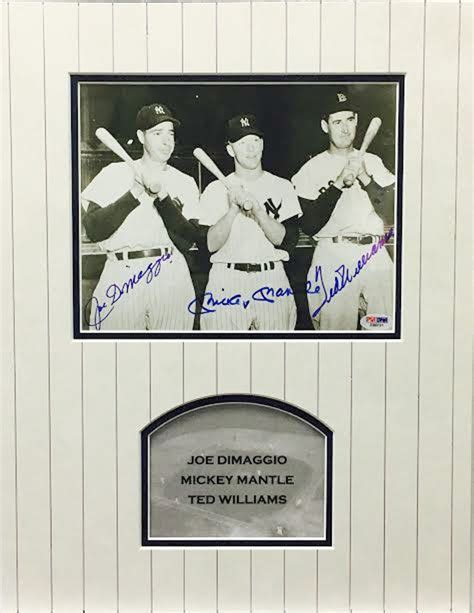 Mickey Mantle Joe Dimaggio Ted Williams Signed X Custom Framed