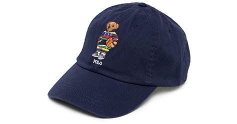 Polo Ralph Lauren Cotton Polo Bear Embroidered Logo Cap In Blue For Men