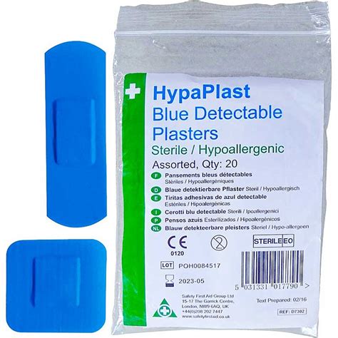 Hypaplast Blue Metal Detectable Plasters Assorted 20 Pack Plasters