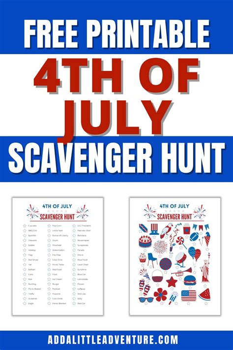 4th Of July Scavenger Hunt Free Printable Artofit