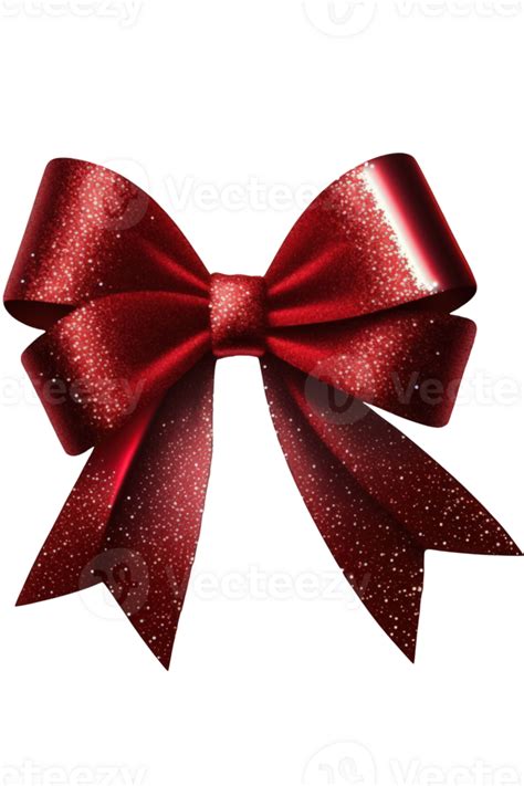 A Sparkling Red Bow Ribbon Made Of Glittering Material Is Shown Against A Clear See Through