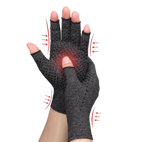 Heated Fingerless Anti Slip Glue Dot Arthritis Compression Gloves For