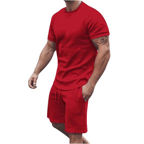 Mens 2 Piece Outfits Summer Casual Tracksuit Sets Sweatsuit Short