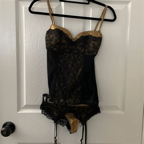 Intimissimi Intimates Sleepwear Intimissimi Pc Lingerie Set Black With Gold Metallic