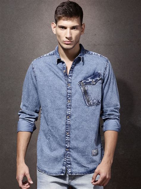 Buy Rdstr Blue Washed Denim Casual Shirt Shirts For Men 1116754