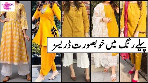 Yellow Color Dress Kurti Shirt Suits Design Yellow And White Colour