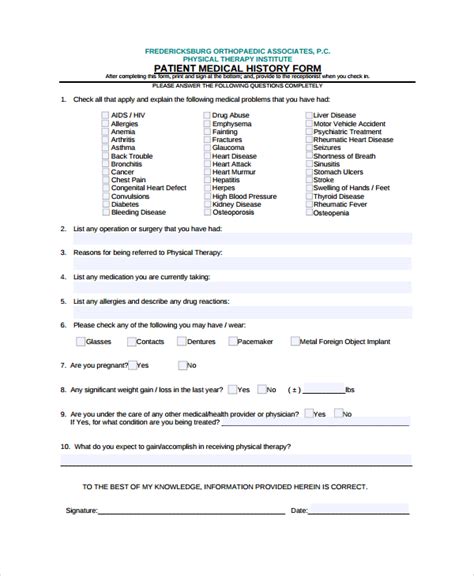 Free 9 Sample Medical History Templates In Pdf Ms Word