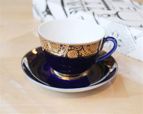 Cobalt Blue Cup Saucer Vintage Tea Set Cobalt Blue Cup Etsy