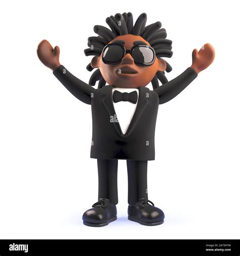 3d Cartoon Black African American Singer Entertainer With Arms Held