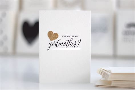 Godmother Card With Gold Glittered Heart Applique Godmother Etsy