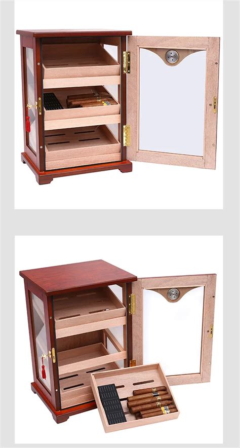 Lacquered Original Wood Grain Cedar Wood Cigar Moisturizing Box Cabinet