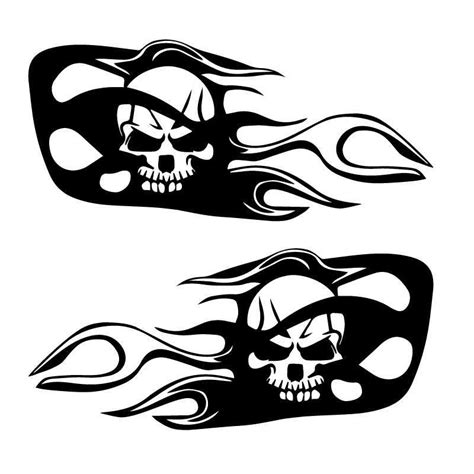 Set Of 2 Style Harley Davidson Skull Fire Decals