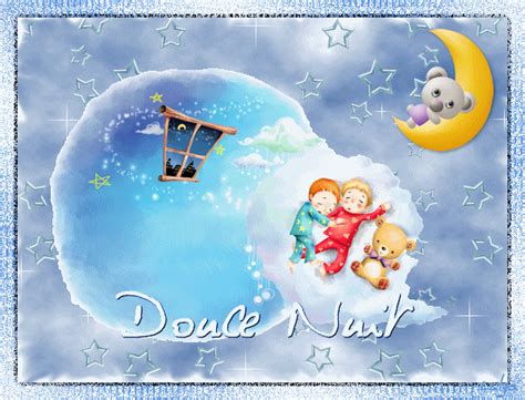 Douce Nuit Oursons Enfants Lune Nuage Scintillant