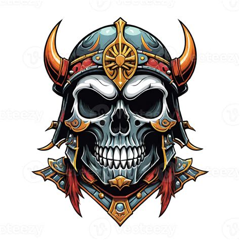 Ai Generated Skull Head In Helmet Of Viking Illustration On A