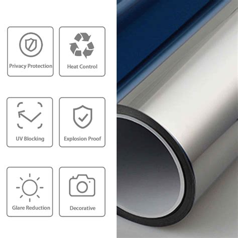 Home Window Tinting Uv Block Silver One Way Privacy Glass Film Solar