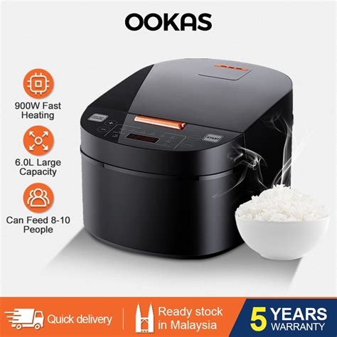 Ookas L Big Rice Cooker Black Smart Screen Multifunction Periuk Nasi