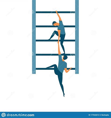 People Moving Up The Corporate Ladder Helping Each Other On The Career