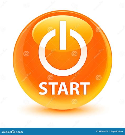 Start Power Icon Glassy Orange Round Button Stock Illustration