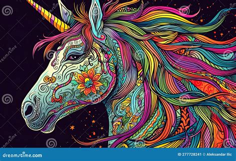 Unicorn In Rainbow Flag Colors Symbol Of Lgbt Gay Community And Homosexuality Ai Generative