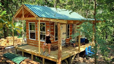 Finishing The Roof On The OFF GRID TINY HOUSE Cabin YouTube