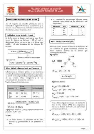 Teor A De Unidades Qu Mica De Masa Pdf