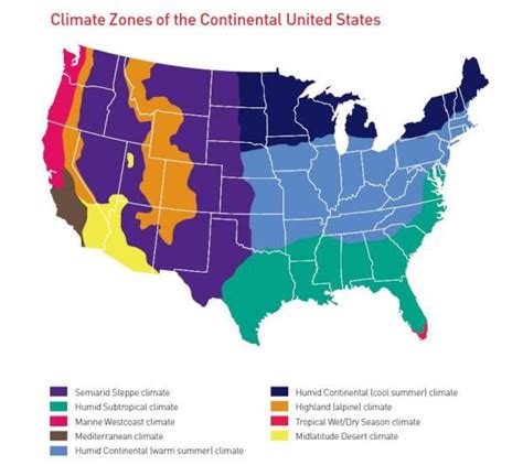 Climate Zones of the Continental United States. | Us geography, North ...