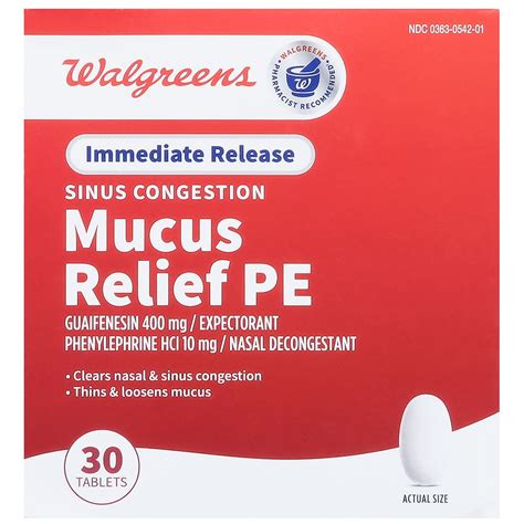 Walgreens Mucus Relief PE Sinus Congestion Tablets Walgreens