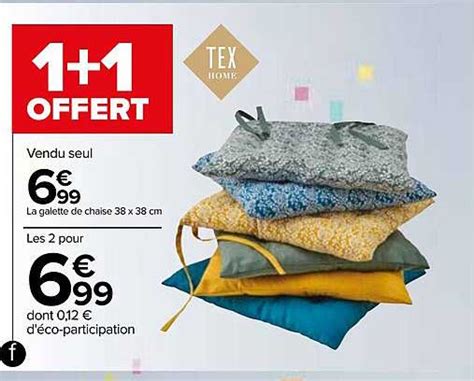 Promo La Galette De Chaise 38 X 38 Cm Tex Home Chez Carrefour