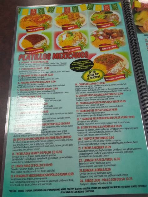 Menu at El Rio Grande Restaurant, Forest Park, Jonesboro Rd