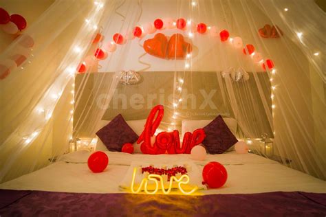 Book This Amazing First Night Red Balloons Decoration With Canopy Setup