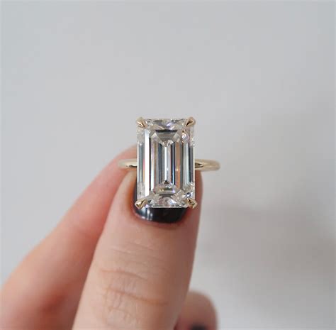 Ready 6 Ct Emerald Moissanite Engagement Ring
