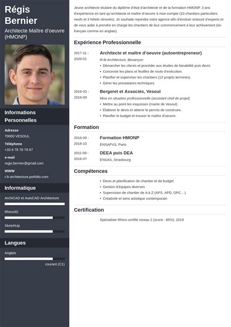 CV darchitecte exemple pour métiers de l architecture