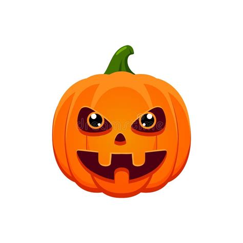 Cartoon Evil Pumpkin Lantern Halloween Emoji Icon Stock Vector