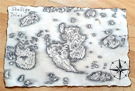 Witcher 3 Skellige Isles Map Ink and Charcoal A4 Custom Hand | Etsy