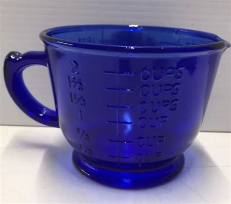 VINTAGE HAZEL ATLAS COBALT Blue Glass Measuring Mixing Cup 2 Cups