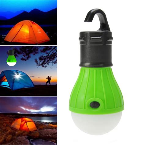 3 LED Work Light Camping Hiking Tent Lamp Hook Battery Powered Hanging ...