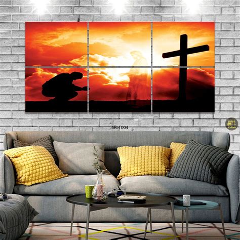 Quadro Decorativo Cruz Religioso Sala Ambientes Kit Pe As