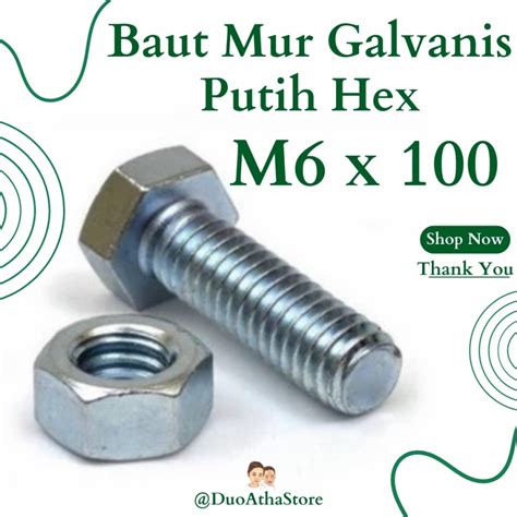 Jual M X Baut Mur M X Bmp Galvanis Putih Shopee Indonesia