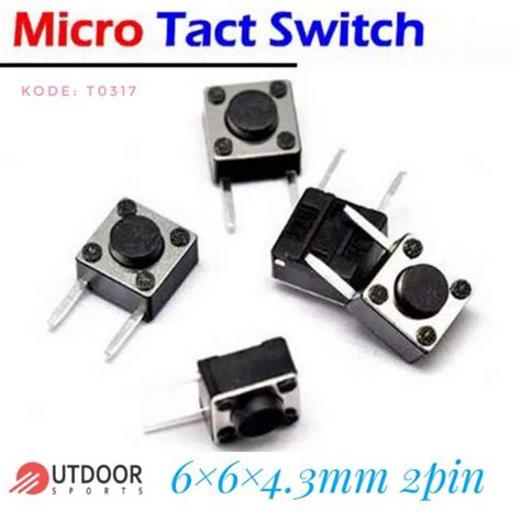 Jual Tactile Switch Push Button Saklar Tekan 6x6x43 Mm 2 Pin Arduino